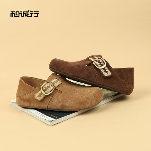 和诚行2026春季新款复古纯色户外休闲百搭勃肯鞋2150003 商品图1