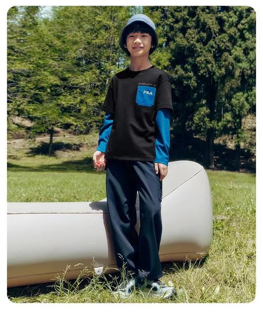 F022737新款拼色打底衫+工装裤柔软舒适组合儿童套装 商品图4