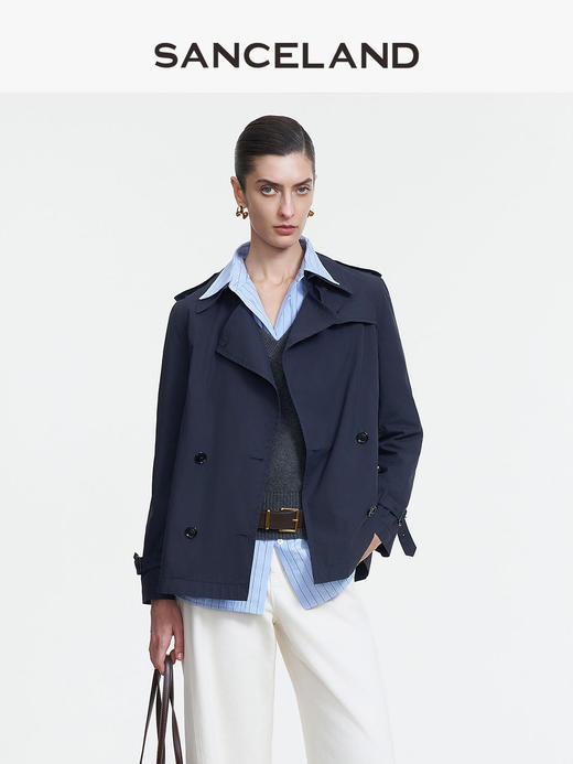 三石一澜SANCELAND薄棉翻驳领风衣SK15202066 商品图0