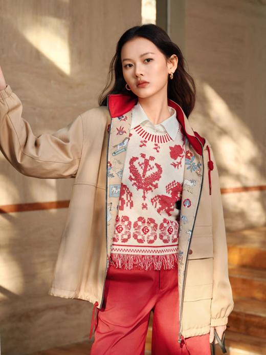 雅莹原单连帽图腾夹棉内衬工装外套风衣 商品图1