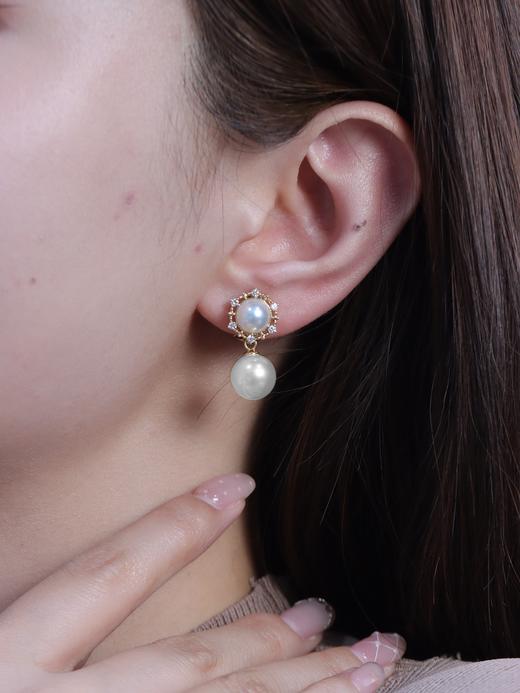 【挚友限定】两戴款 太阳花-18K金澳白珍珠耳夹 商品图2