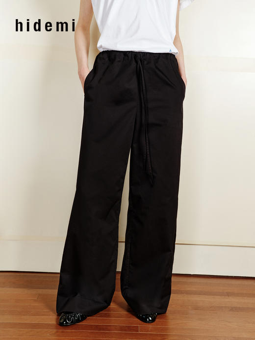 hidemi副线小h 全棉松弛感简约抽绳直筒长裤休闲裤 商品图4