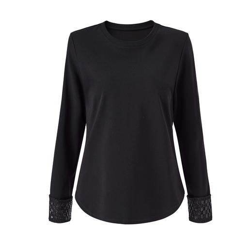 「高货wl」全新升级【铂金会员220/天猫289/差价69】(04702)洛诗琳气质长袖翻折亮片打底衫2026春季新款国风圆领衬衫 商品图4