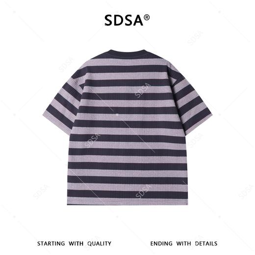 26T62SDSA男装2026新款美式复古条纹t恤重磅宽松肌理撞色设计感短袖 商品图5