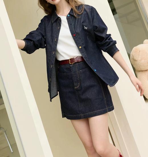 F022727慵懒风复古水洗牛仔衬衫女春季新款叠穿衬衣 商品图5