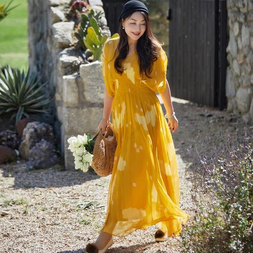 【林栖设计小店】浮云逸然|桑蚕丝鱼子缬印花优雅多色2026夏新款连衣裙两件套1962037 商品图1