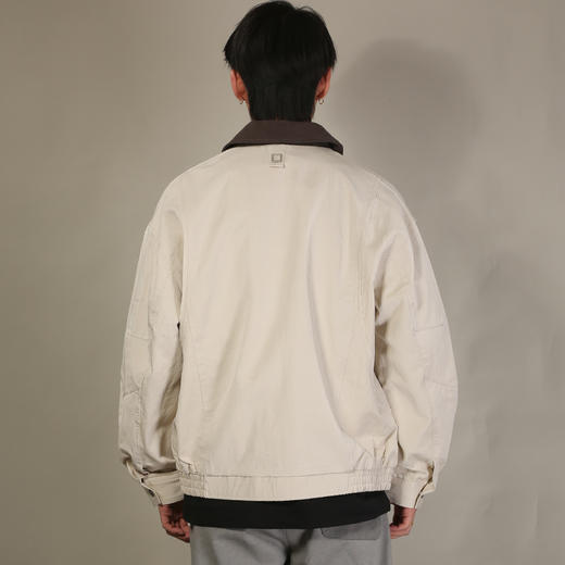 DRONKOO 2026 翻领撞毛织提花领前襟拉链钮扣薄夹克 商品图4