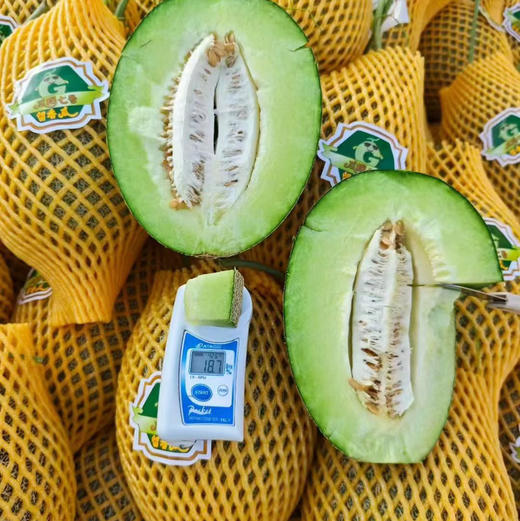 青雨哈密瓜🍈
不同于寻常，它的外表翠绿欲滴，内里则是细腻如丝、甜度恰到好处的果肉，等待着为您的味蕾带来前所未有的清新体验。 商品图3