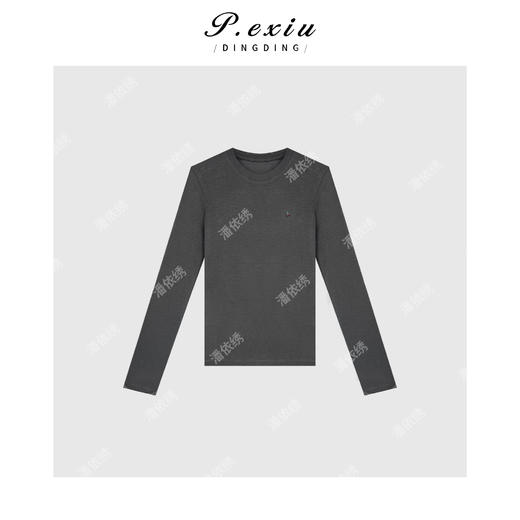 04-6潘依绣丁丁宠粉韩系俏皮胸口小刺绣圆领长袖T恤Q2015 商品图0