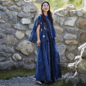 【林栖设计小店】方圆万象|手工绣花丝棉鱼子缬印花2026夏新款压褶衬衣1962152