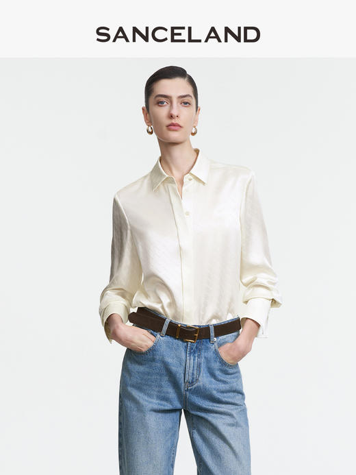 三石一澜SANCELAND桑蚕丝桑波缎衬衣SK11101021 商品图1