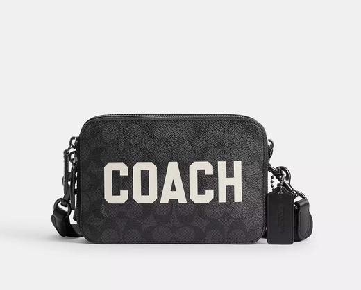 到手价1699元 Coach专柜精品 新款Charter系列黑灰老花白logo斜挎包 相机包  尺寸: 19*13*6cm  美国代购，无中文标签，介意慎拍 商品图0