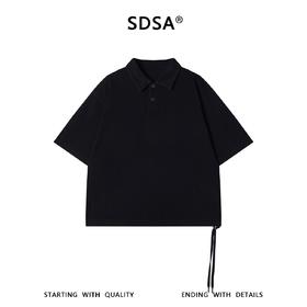 SDSA男装2026新款潮牌短袖polo衫男女同款宽松落肩抽绳下摆半袖
