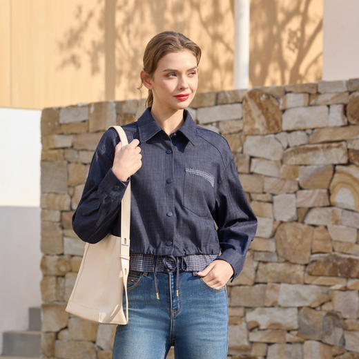 半身缘女装 春季商务休闲日常舒适经典格子衬衫261113M01040258 商品图1