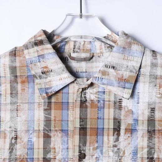 26CS44SDSA男装2026新款日系复古格纹衬衫做旧涂鸦设计感宽松短袖衬衣 商品图2
