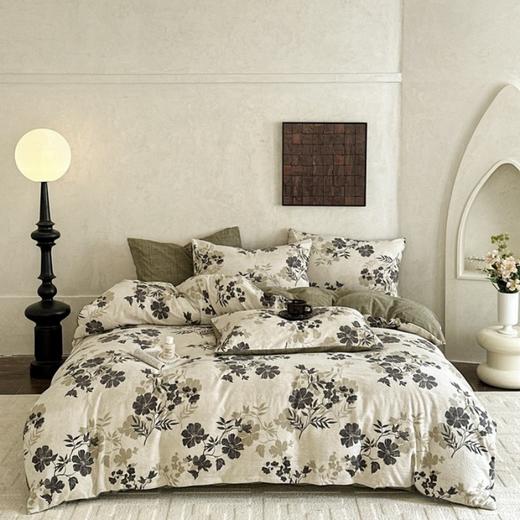 MK轻奢时尚黑金礼盒装A类水洗亚麻舒适四件套12色可选双人床单被套枕套 商品图0