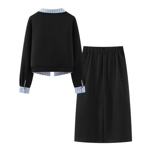F022724套头翻领上衣直筒高腰半身裙两件套卫衣套装 商品图10