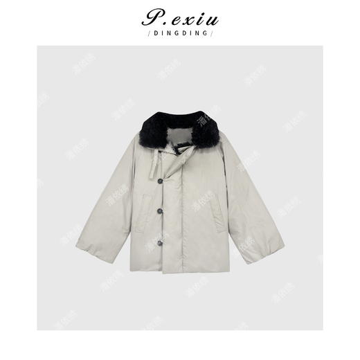 A008潘依绣丁丁宠粉90白鸭绒 百搭时尚可拆卸毛领羽绒服 Q2348 商品图0