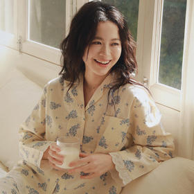 全棉双层纱~2026新款纯棉甜美长袖家居服 袖口下摆蕾丝花边精致 温柔风睡衣套装
