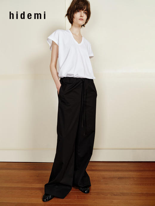 hidemi副线小h 全棉松弛感简约抽绳直筒长裤休闲裤 商品图7