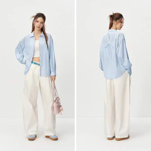 森马长袖衬衫女夏季中长款防晒凉感易打理2026新款温柔设计感上衣 商品图4