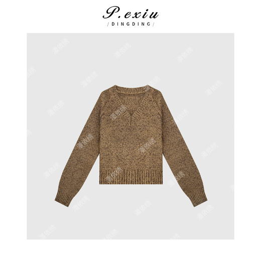 A008潘依绣丁丁宠粉慵懒风软糯高级V领长袖毛衣Q8712 商品图0