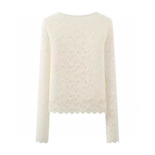 F022729春季新款修身长袖短款打底蕾丝衫小衫 商品图10