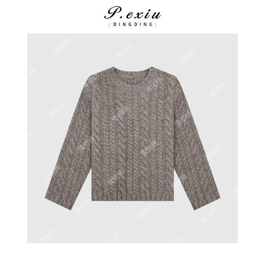 A008潘依绣丁丁宠粉100羊-毛 知性简约麻花编圆领毛衣 Q1259 商品图0