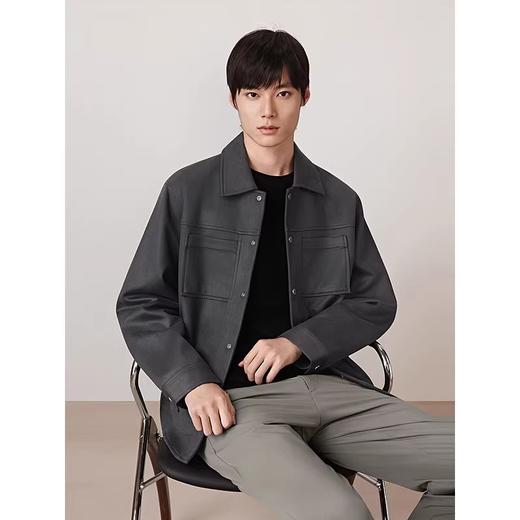 GXG男装 休闲简约翻领仿麂皮夹克外套男  秋季热卖夹克G24X213050 商品图4