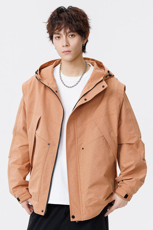 【DSL】大依优型大码男装春秋休闲夹克连帽百搭运动长袖外套加大码上衣 商品图5