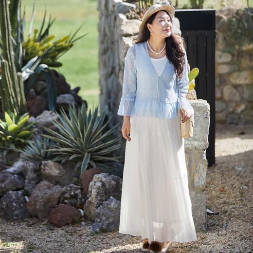 【林栖设计小店】流水潺潺|优雅多色镂空肌理拼荷叶边2026夏新款毛织外套1962172 商品图4