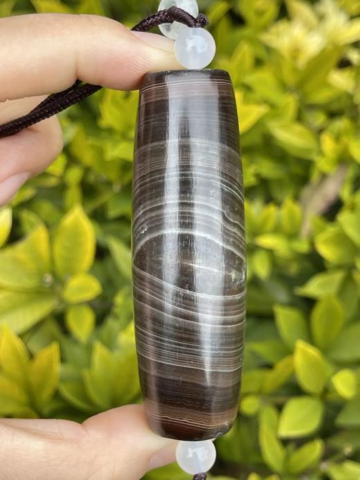 糖褐色底细白线缠丝玛瑙大勒子，顺丰包邮 商品图2