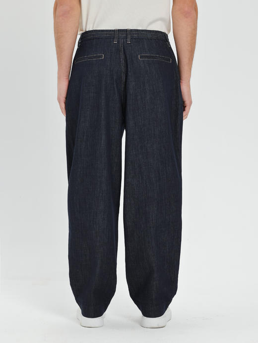 callisto蓝色阔腿落裆原色牛仔弯刀裤 商品图4