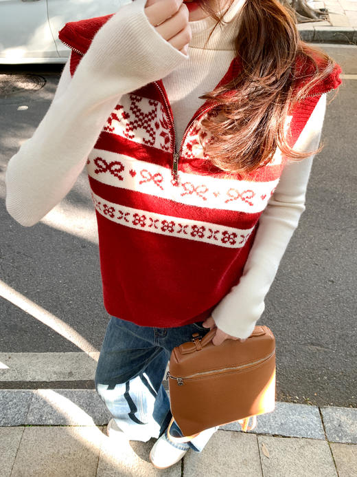 <曾小咸推荐>3.2现货秒杀！微信超特价！韩系红色翻领针织马甲 日常189.99 立减100 秒杀89.99！ 商品图11