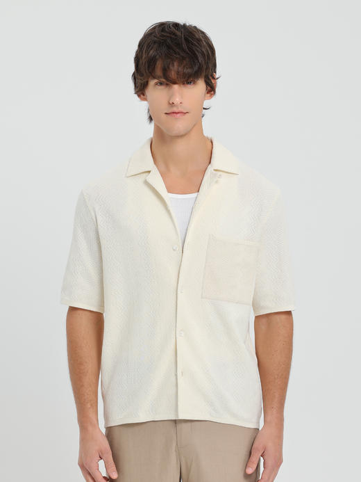 callisto安哥拉米色海岛棉混纺提花外套 商品图2