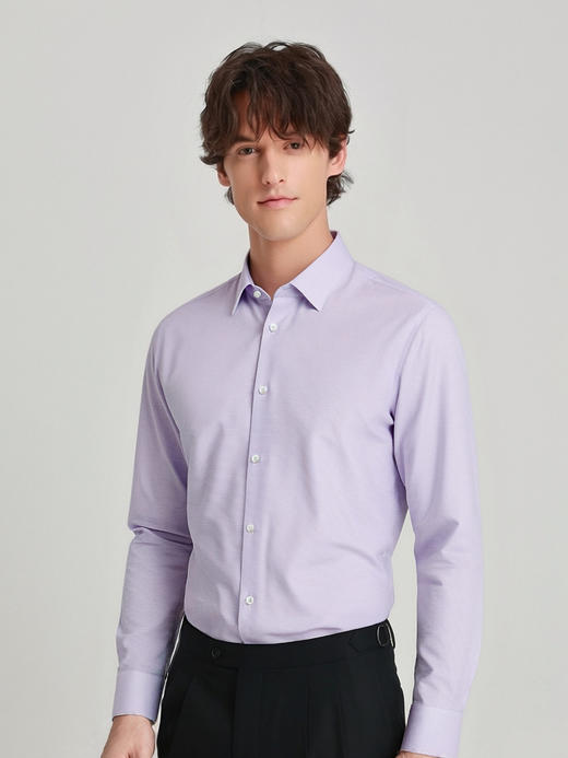 callisto紫色蜂巢纹理百分百棉衬衫 商品图3