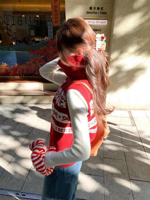 <曾小咸推荐>3.2现货秒杀！微信超特价！韩系红色翻领针织马甲 日常189.99 立减100 秒杀89.99！ 商品图7