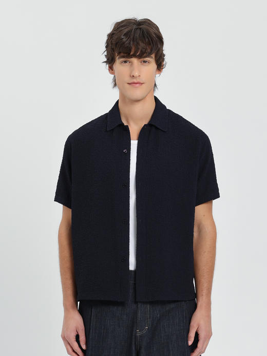 callisto藏青微阔立体褶皱肌理外套 商品图2