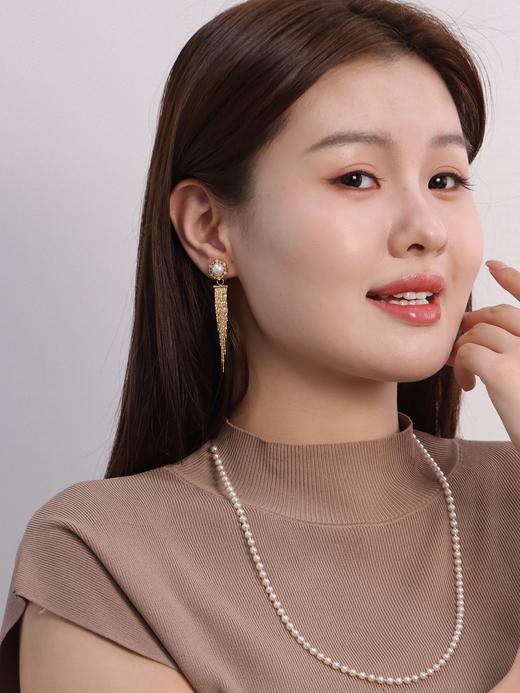 【挚友限定】太阳花-18K金Akoya珍珠流苏耳夹 商品图2