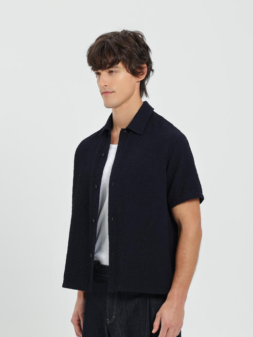 callisto藏青微阔立体褶皱肌理外套 商品图3