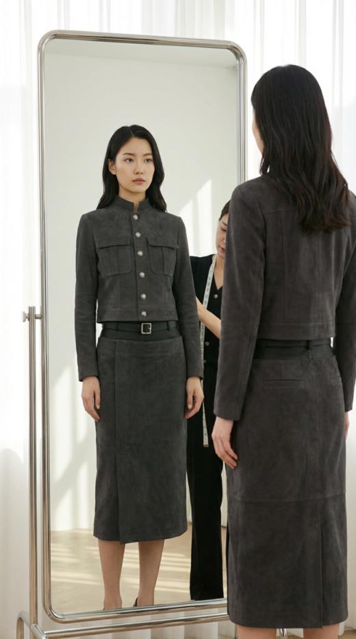 TD腰拼色前侧破刀后中开叉半裙 商品图3