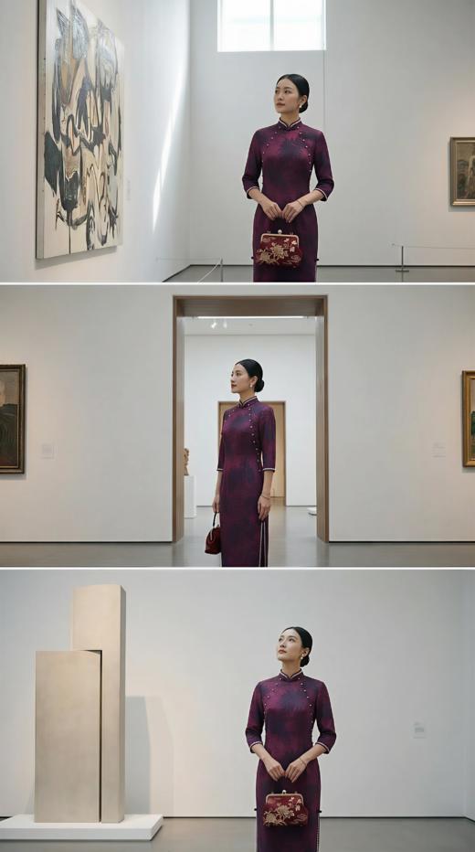 改良新中式两侧订珍珠优雅旗袍 商品图3