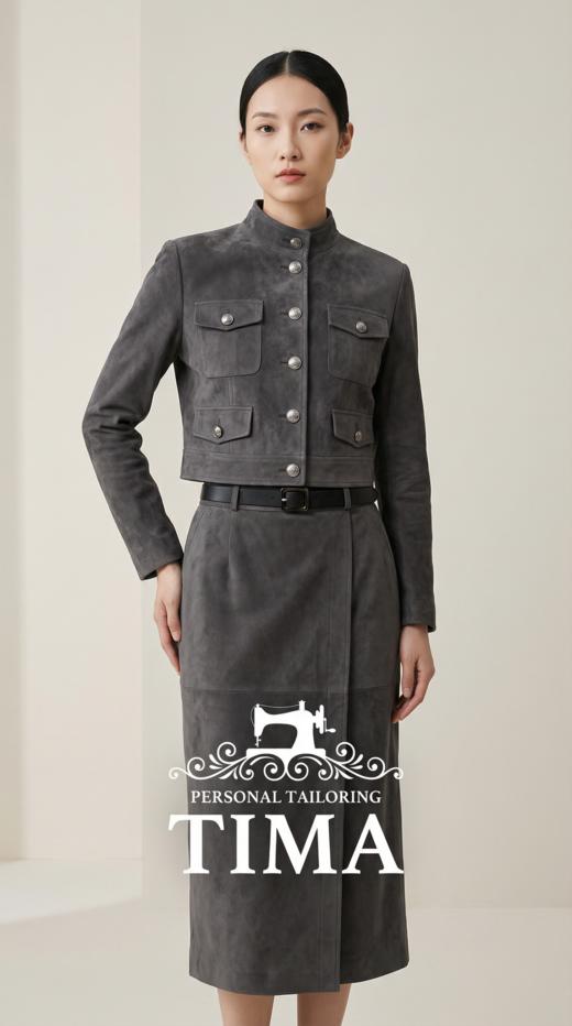 TD腰拼色前侧破刀后中开叉半裙 商品图0