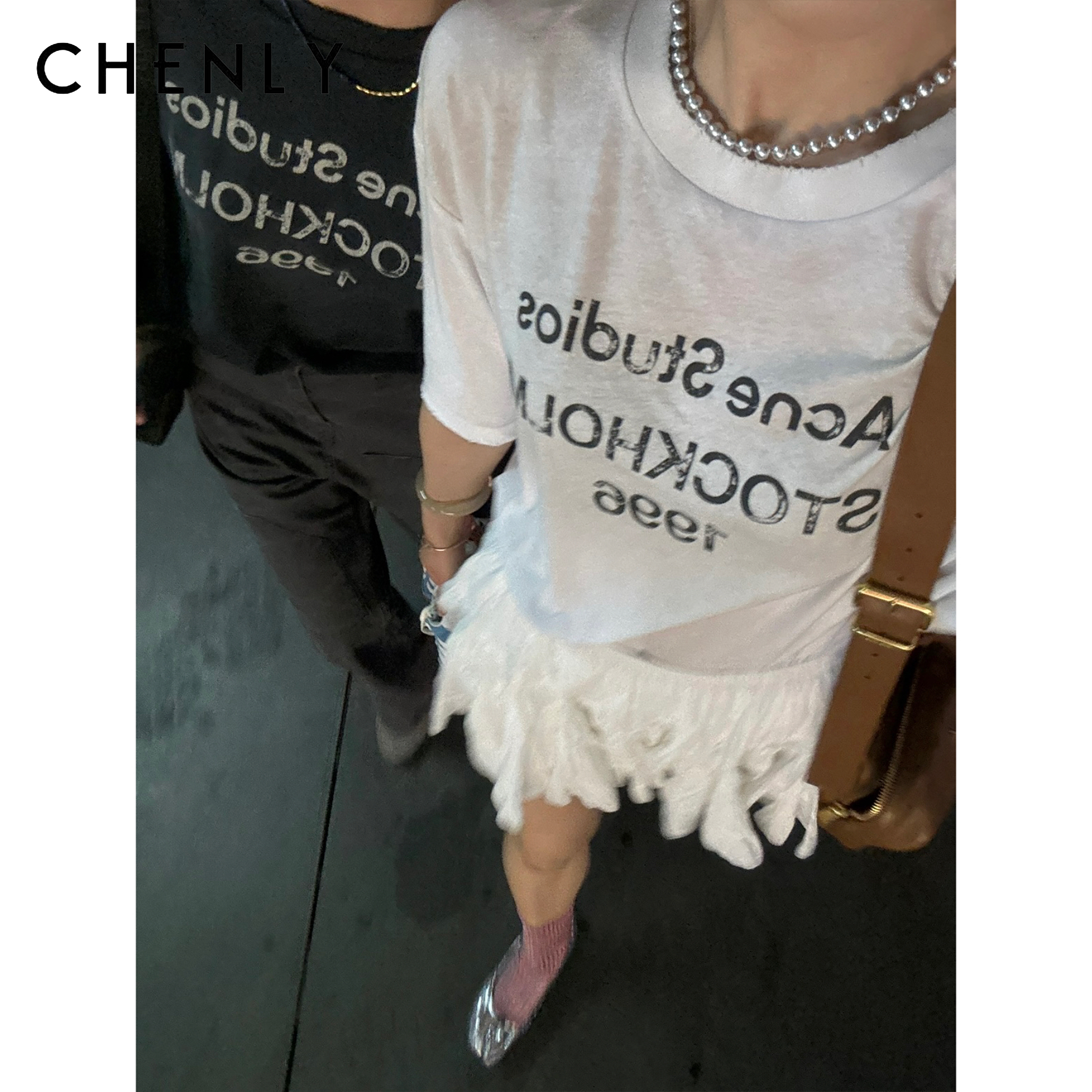 尘衣｜26SS男女同款喷脏印花做旧宽松短袖