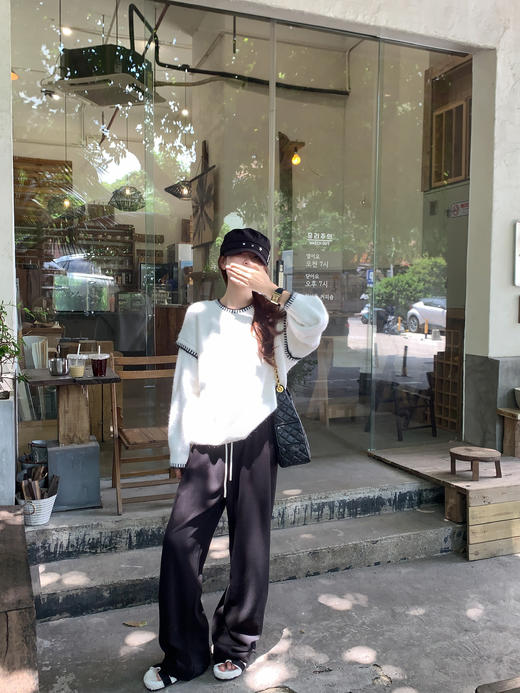 <曾小咸推荐>3.2现货秒杀！微信超特价！抽绳直筒休闲裤（加绒） 日常169.99 立减90 秒杀79.99！水蓝色加绒卫衣 秒杀89.99！！假两件针织衫 秒杀79.99！！ 商品图6