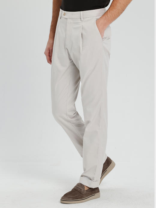 callisto浅灰新疆长绒混纺直筒微收脚休闲裤 商品图3