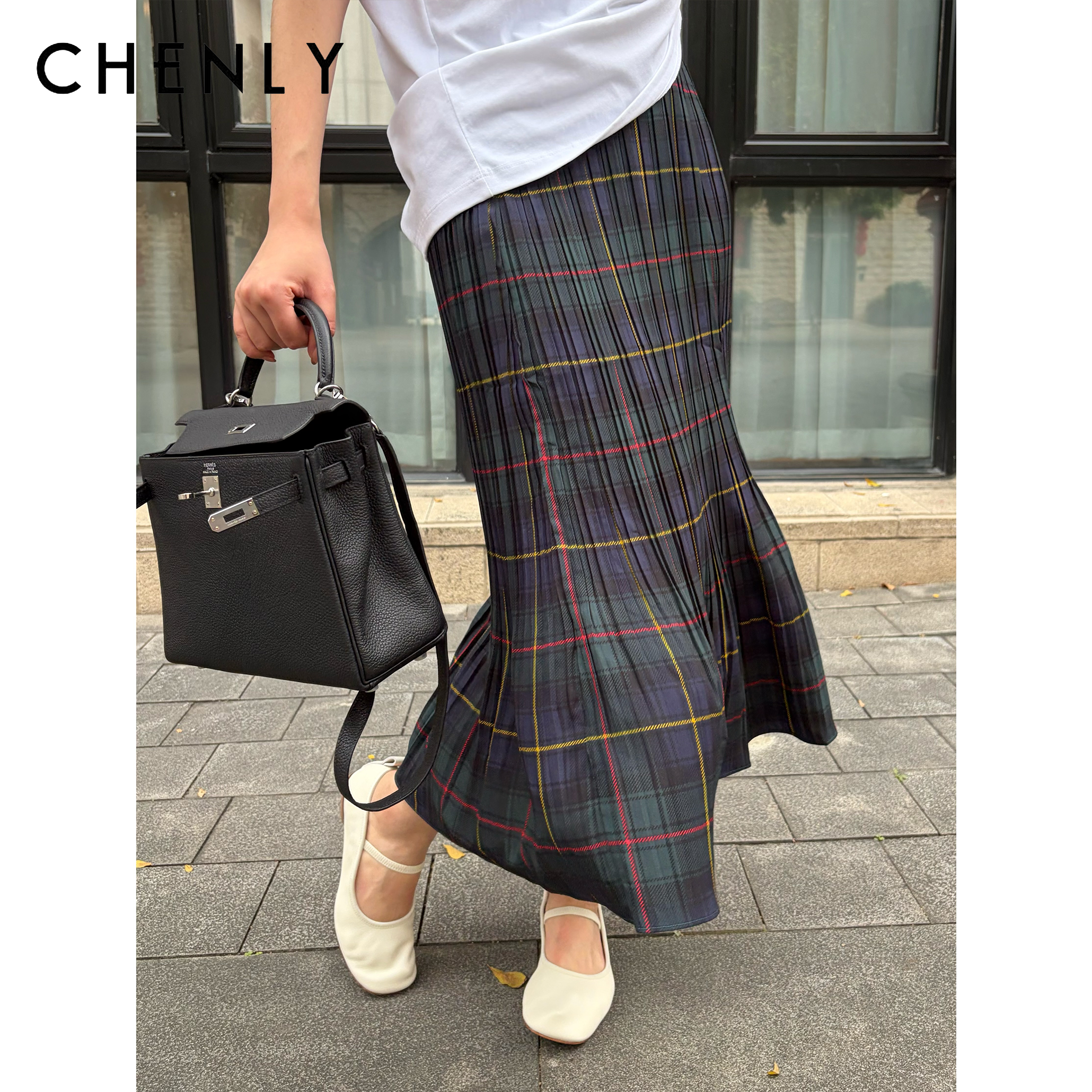 尘衣｜26SS复古格纹百褶迷笛半裙