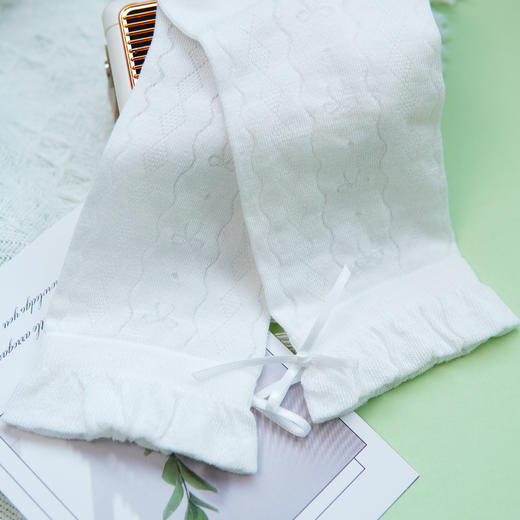 【59元3双】女士春夏时尚堆堆袜蝴蝶结荷叶边薄袜舒适百搭女袜【2612501】 商品图3