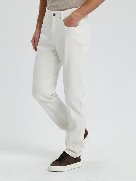 callisto米白色棉弹直筒微收脚牛仔裤 商品图3