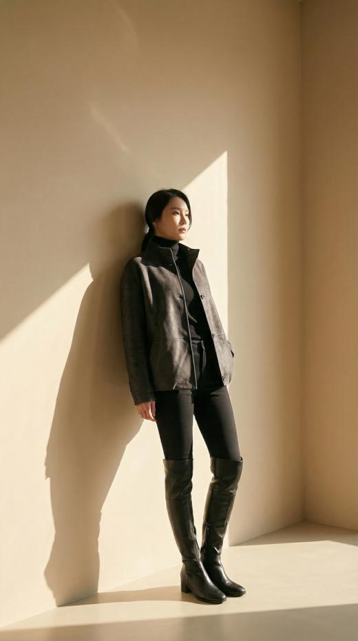 立领时尚摆松紧减龄夹克外套 商品图3